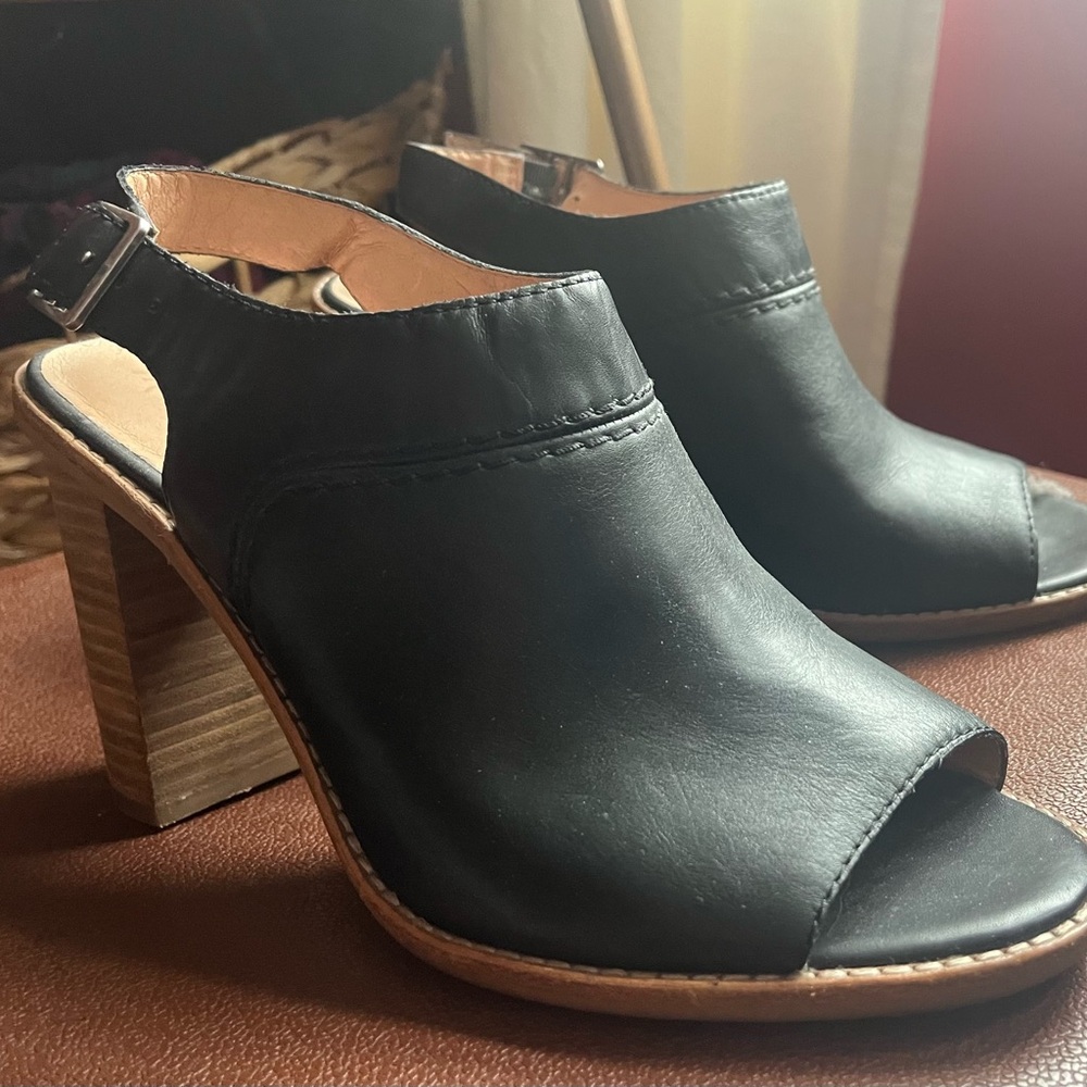 Madewell Black and Brown Leather Sandals with Block Heel